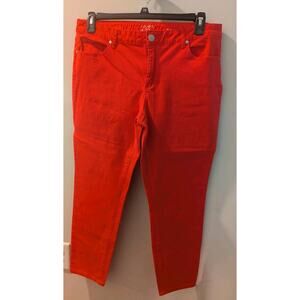Crown & Ivy size 14 Red high rise Stretch skinny jeans pants womens